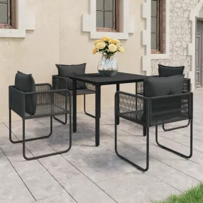 5 részes fekete PVC rattan kerti étkezőgarnitúra