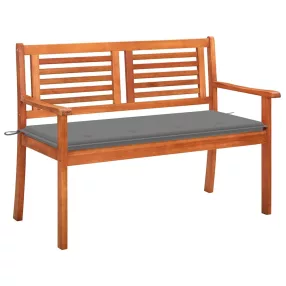   2 személyes tömör eukaliptuszfa kerti pad párnával 120 cm