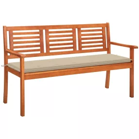   3 személyes tömör eukaliptuszfa kerti pad párnával 150 cm
