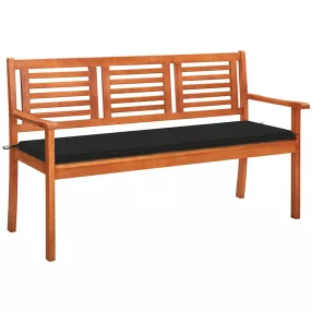   3 személyes tömör eukaliptuszfa kerti pad párnával 150 cm