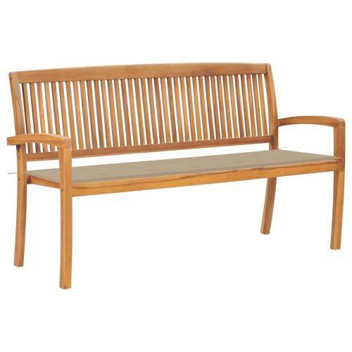 tömör tíkfa rakásolható kerti pad párnával 159 cm