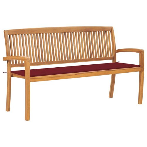 tömör tíkfa rakásolható kerti pad párnával 159 cm