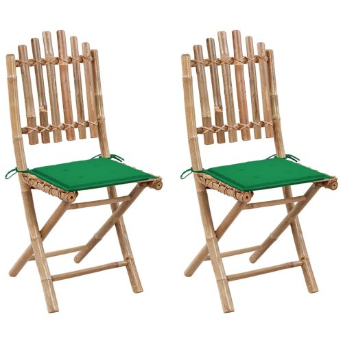 2 db összecsukható bambusz kerti szék párnával