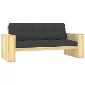   Impregnált fenyőfa kerti pad antracitszürke párnákkal 179 cm