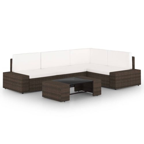 5 részes barna polyrattan kerti ülőgarnitúra párnákkal