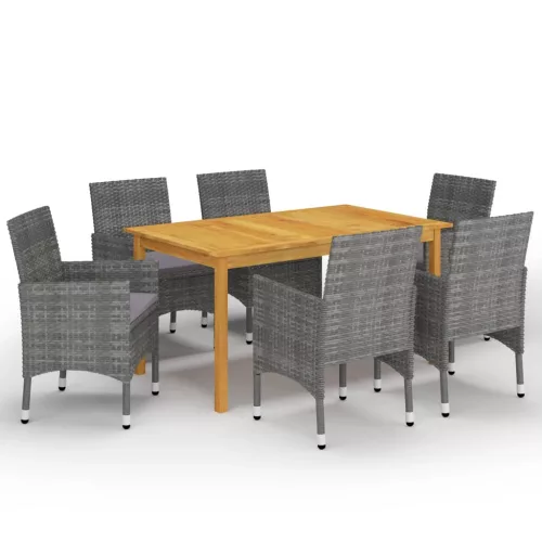 7 részes szürke kerti étkezőgarnitúra