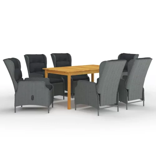 7 részes világosszürke kerti étkezőgarnitúra