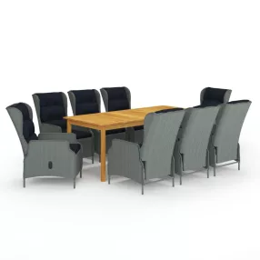 9 részes világosszürke kerti étkezőgarnitúra