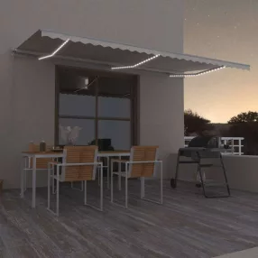   krémszínű kézzel kihúzható LED-es napellenző 600 x 300 cm