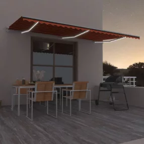   narancssárga-barna szélérzékelős és LED-es napellenző 600x300cm