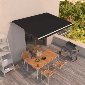   vidaXL antracitszürke kézzel kihúzható napellenző 400 x 350 cm
