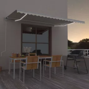   vidaXL krémszínű automata szélérzékelős és LED-es napellenző 500x350cm