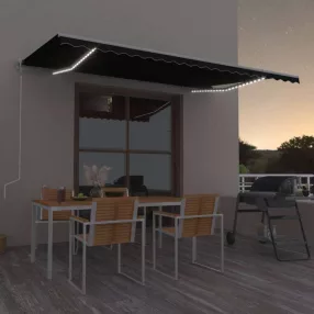   vidaXL antracitszürke szélérzékelős és LED-es napellenző 500 x 350 cm