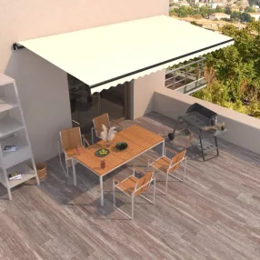   vidaXL krémszínű kézzel kihúzható napellenző 600 x 350 cm