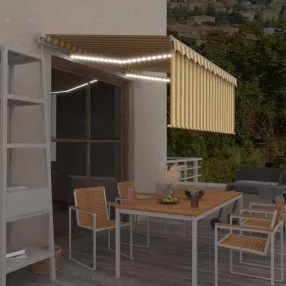   vidaXL sárga-fehér kihúzható LED-es napellenző redőnnyel 3,5 x 2,5 m  