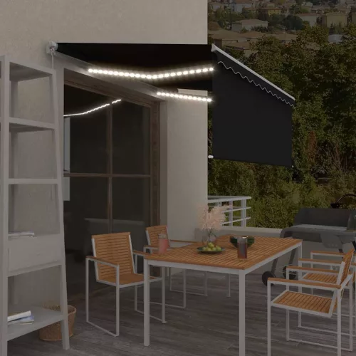 vidaXL antracitszürke kihúzható LED-es napellenző redőnnyel 3,5x2,5 m  