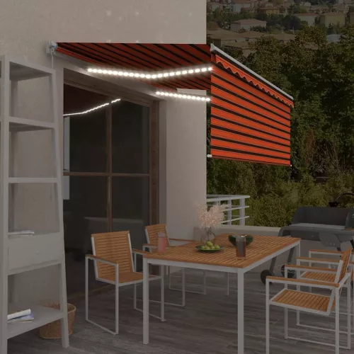vidaXL narancssárga-barna LED-es napellenző redőnnyel 3,5 x 2,5 m  