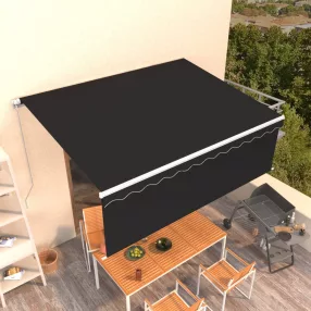   antracitszürke kézzel kihúzható napellenző redőnnyel 4 x 3 m