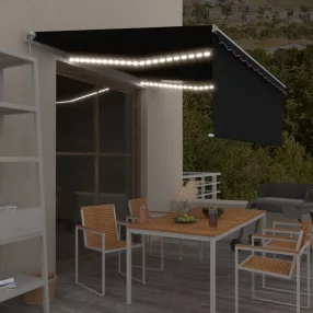   antracit LED-es kézzel kihúzható napellenző redőnnyel 4 x 3 m