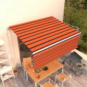   narancssárga-barna kézzel kihúzható napellenző redőnnyel 4x3 m