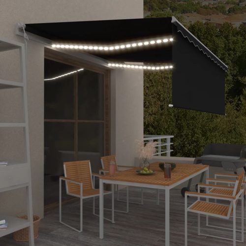  antracitszürke redőnyös, LED-es, szélérzékelős napellenző 4x3 m