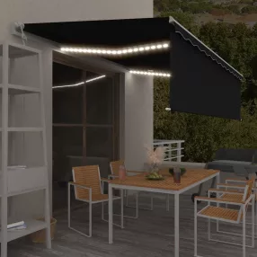   vidaXL antracitszürke redőnyös, LED-es, szélérzékelős napellenző 5x3 m 