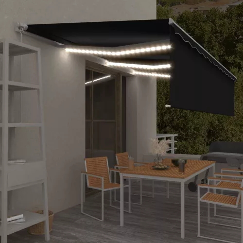 vidaXL antracitszürke kihúzható LED-es napellenző redőnnyel 6 x 3 m