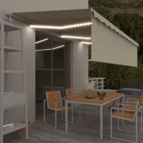   vidaXL krémszínű szélérzékelős, LED-es napellenző redőnnyel 6x3 m 