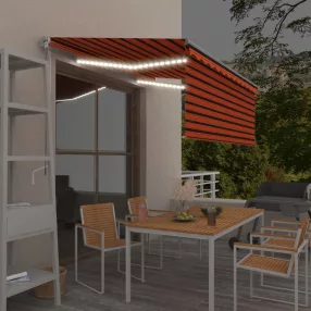   narancssárga-barna LED-es napellenző redőnnyel 3,5 x 2,5 m