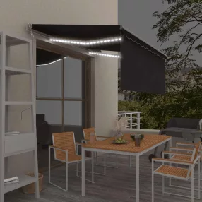   vidaXL szürke redőnyös, LED-es, szélérzékelős napellenző 3,5x2,5 m
