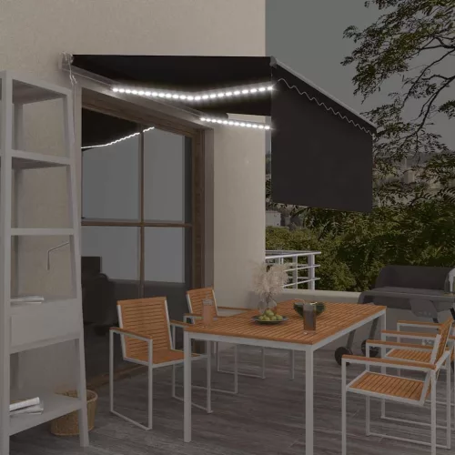 vidaXL szürke redőnyös, LED-es, szélérzékelős napellenző 3,5x2,5 m