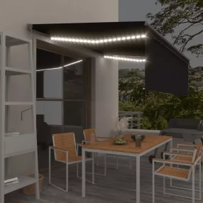   szürke redőnyös, LED-es, szélérzékelős napellenző 4,5 x 3 m