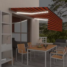   narancs-barna redőnyös, LED-es, szélérzékelős napellenző 4,5x3m
