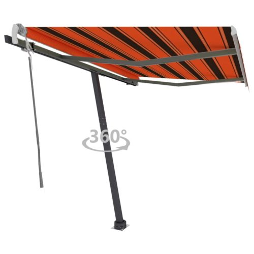 narancs és barna kézzel kihúzható póznás napellenző 350x250 cm