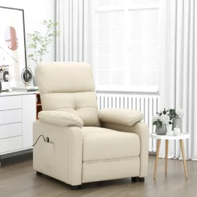 vidaXL krémszínű szövet elektromos dönthető fotel