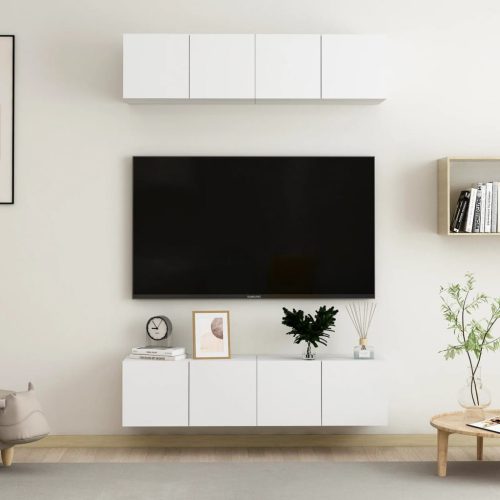 4 db fehér forgácslap TV-szekrény 60 x 30 x 30 cm
