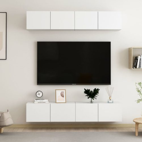 4 db fehér forgácslap TV-szekrény 80 x 30 x 30 cm