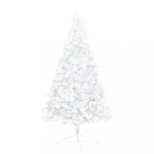 vidaXL fehér PVC fél műkarácsonyfa LED-del és állvánnyal 120 cm