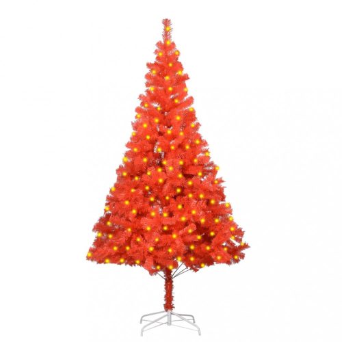 vidaXL piros PVC műkarácsonyfa LED fényekkel és talppal 180 cm