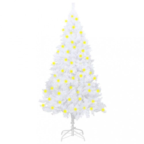 vidaXL fehér műkarácsonyfa LED fényekkel és vastag ágakkal 150 cm