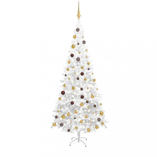 vidaXL fehér fél műkarácsonyfa LED-ekkel és gömbszettel méret: L 240 cm