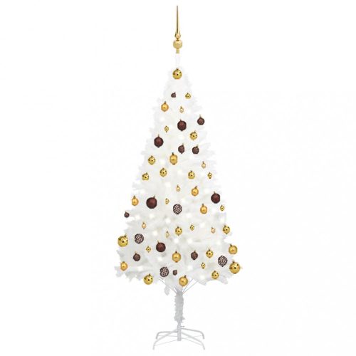 vidaXL fehér műkarácsonyfa LED-ekkel és gömbszettel 150 cm