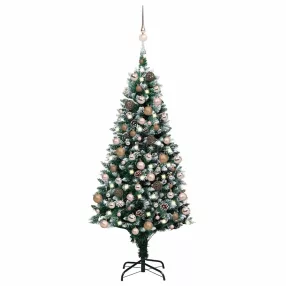   LED-es műkarácsonyfa gömbkészlettel és tobozokkal 180 cm
