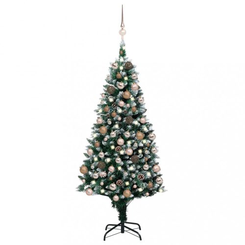 vidaXL műkarácsonyfa LED-ekkel, gömbszettel és tobozokkal 180 cm 
