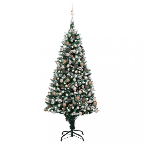 vidaXL műkarácsonyfa LED-ekkel, gömbszettel és tobozokkal 210 cm 