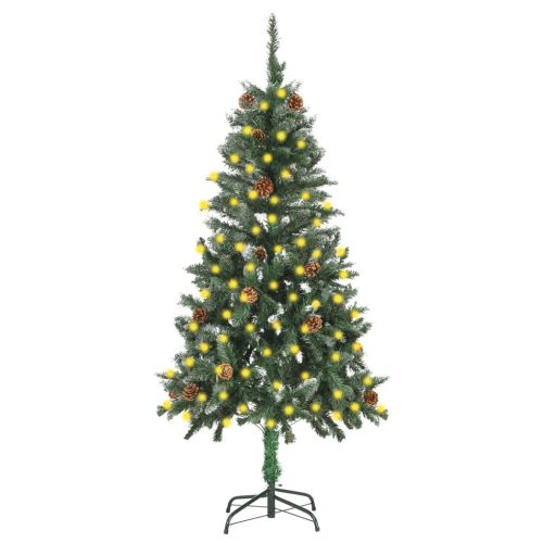 műkarácsonyfa LED-del és tobozzal 150 cm