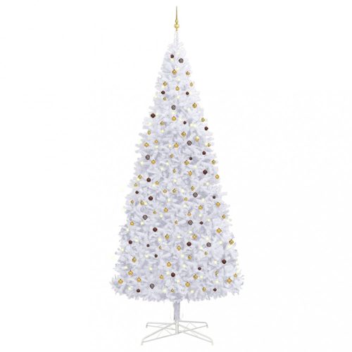 vidaXL fehér műkarácsonyfa LED-ekkel és gömbökkel 400 cm