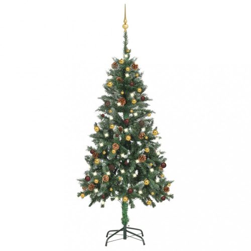Műkarácsonyfa LED-ekkel és gömbökkel 150 cm