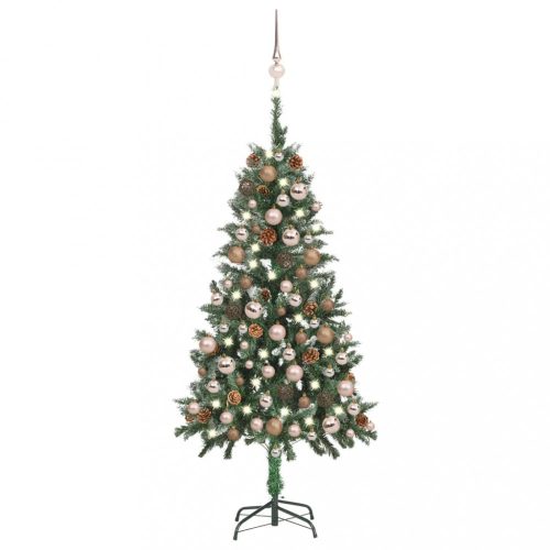 vidaXL műkarácsonyfa LED-ekkel, gömbökkel és tobozokkal 150 cm