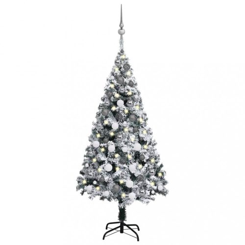 vidaXL zöld műkarácsonyfa LED-ekkel és gömbszettel 120 cm